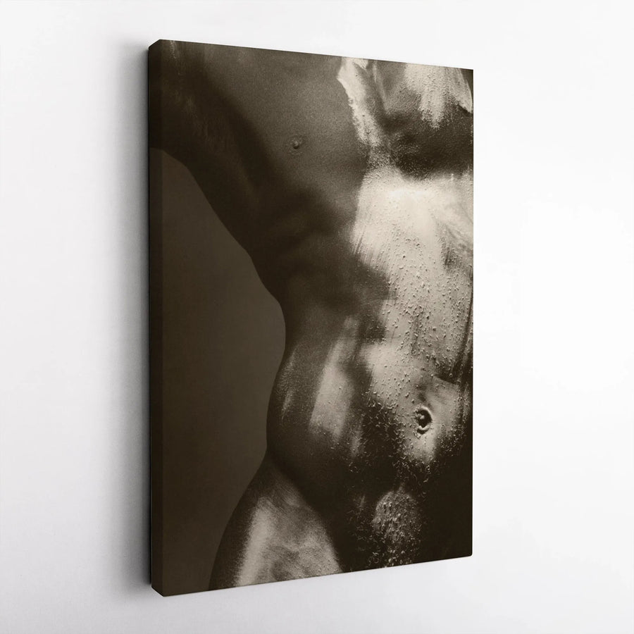 Male Torso Wall Art | Artistic Sepia Photography Canvas | 1.25-Inch Premium Gallery Profile | Modern Home Decor Gift for Him
