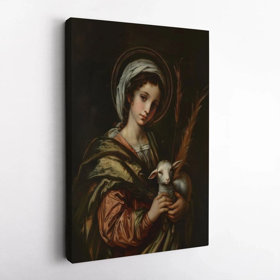 Saint Agnes Canvas Print | Fine Art Religious Wall Decor | Gallery-Wrapped Premium Canvas | Christian Home Decor Gift