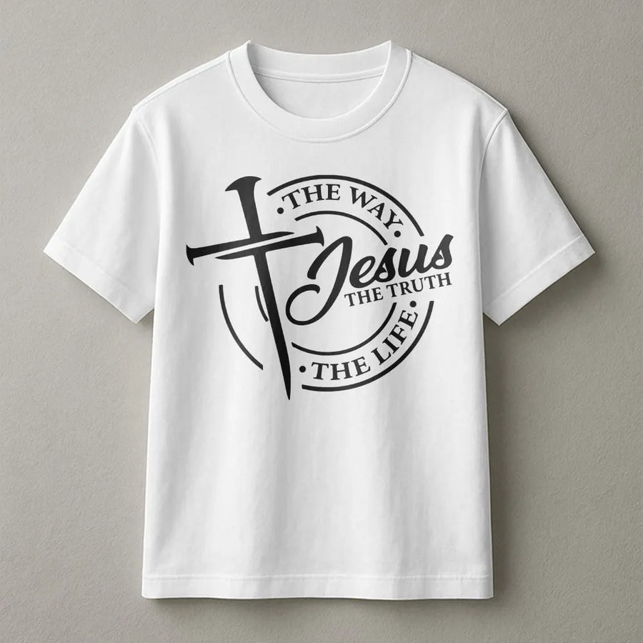 Jesus The Way The Truth The Life Shirt | Christian Nail Cross Graphic Tee | Premium Soft Cotton | Religious Faith Gift for Men & Women