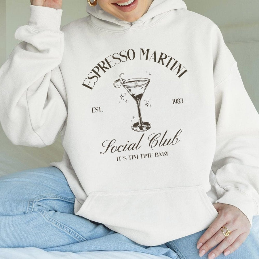 Espresso Martini Hoodie | Cocktail Lover Graphic Sweatshirt | Cotton-Polyester Blend | Trendy Gift For Coffee And Martini Drinkers