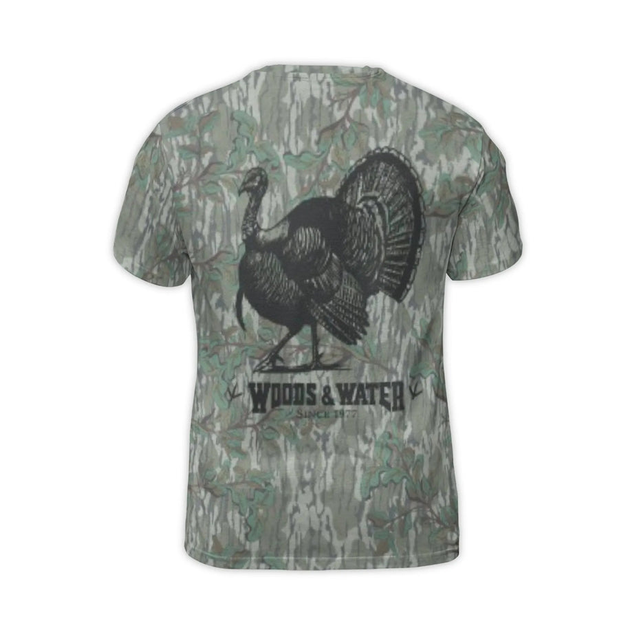 Wild Turkey Hunting T-Shirt | Realistic Camo Forest Print | Premium Polyester Blend | Gift for Outdoorsmen and Hunters