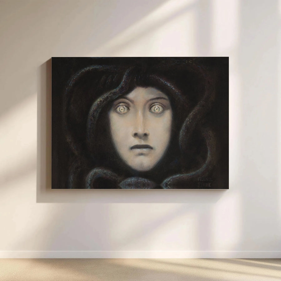 Medusa Painting Canvas Art | Franz von Stuck Fine Art Reproduction | 1.25-Inch Gallery Wrap Print | Dark Academia Gothic Home Decor