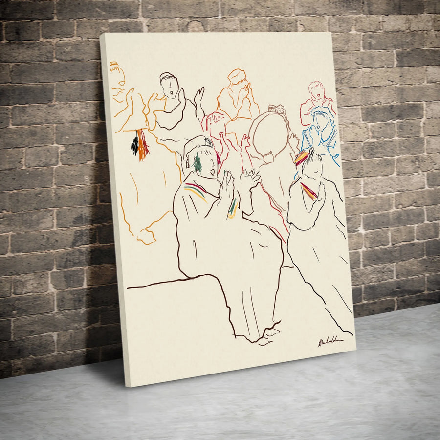 Abstract Line Art Canvas Print | Minimalist People Gathering Illustration | Premium 1.25-Inch Gallery Wrap | Modern Home Office Wall Decor