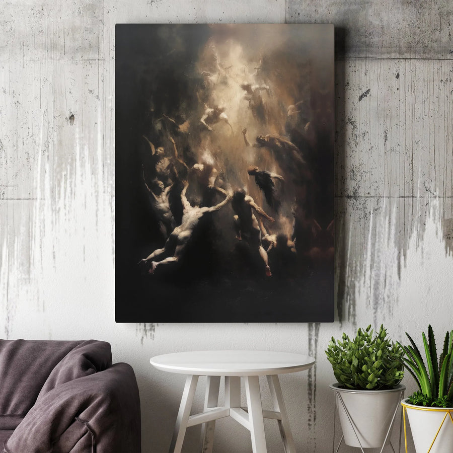 Ascending Figures Canvas Wall Art | Dark Academia Baroque Style Print | Premium 1.25 Inch Gallery Wrap | Moody Spiritual Home Decor Gift