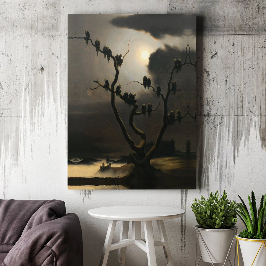 Gothic Tree Canvas Wall Art | Spooky Forest Silhouette Print | Gallery-Quality Framed Decor | Dark Surreal Home Gift for Gothic Aesthetic Lovers
