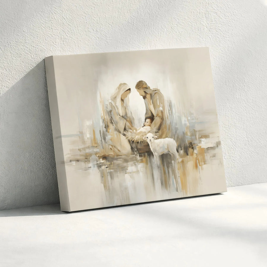 Nativity Scene Canvas Print | Abstract Holy Family Wall Art | Premium 1.25-Inch Gallery Wrap | Christian Christmas Home Decor Gift