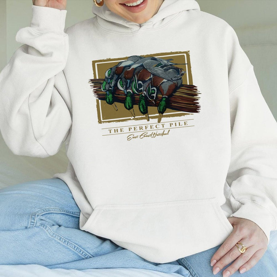 Mallard Duck Hunting Hoodie | The Perfect Pile Vintage Graphic Print | Premium Cotton Blend | Gift for Waterfowl Hunters