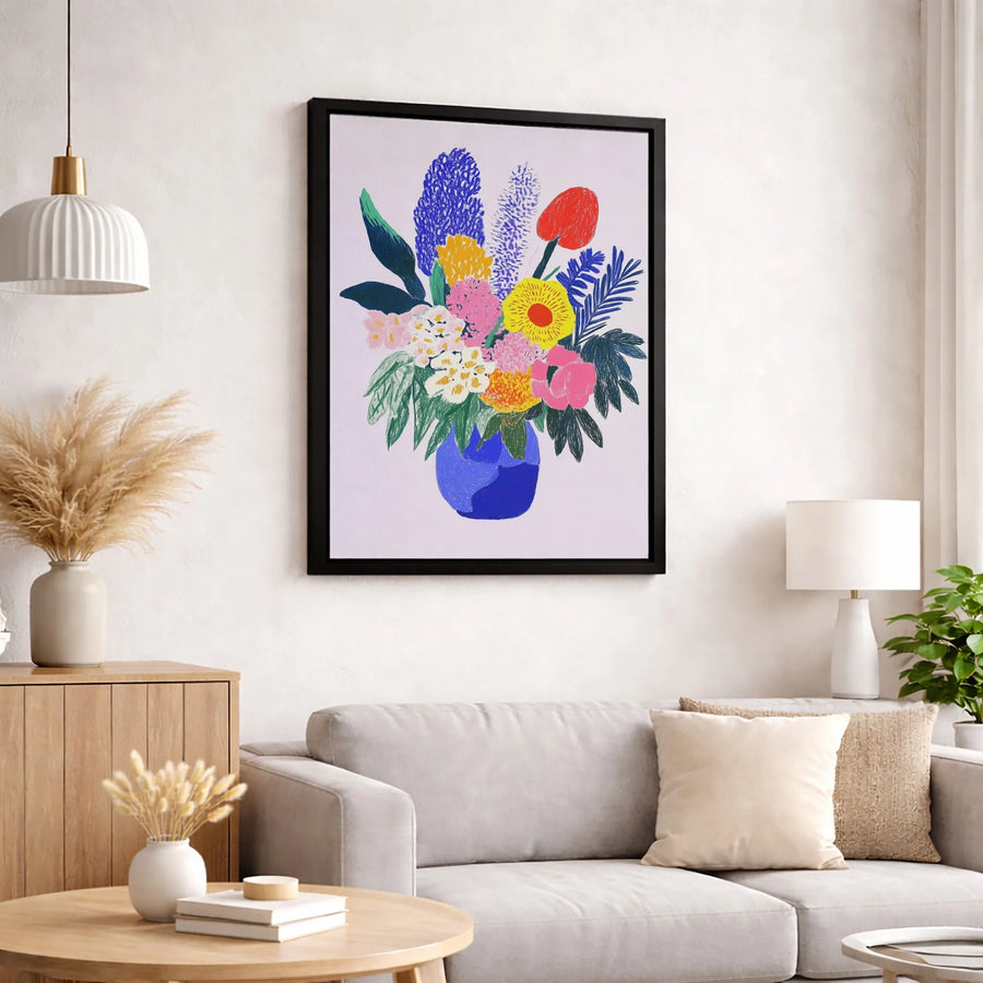 Abstract Floral Bouquet Canvas Art | Colorful Modern Flower Painting | Premium Gallery Wrap Print | Home Decor Wall Art Gift for Living Room