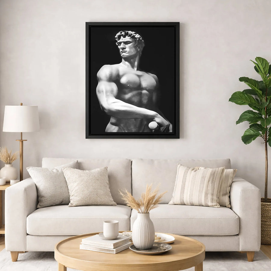 Classical Male Statue Canvas Art | Greek God Aesthetic Sculpture Wall Decor | Premium Fade-Resistant Gallery Wrap | Modern Home Office Gift