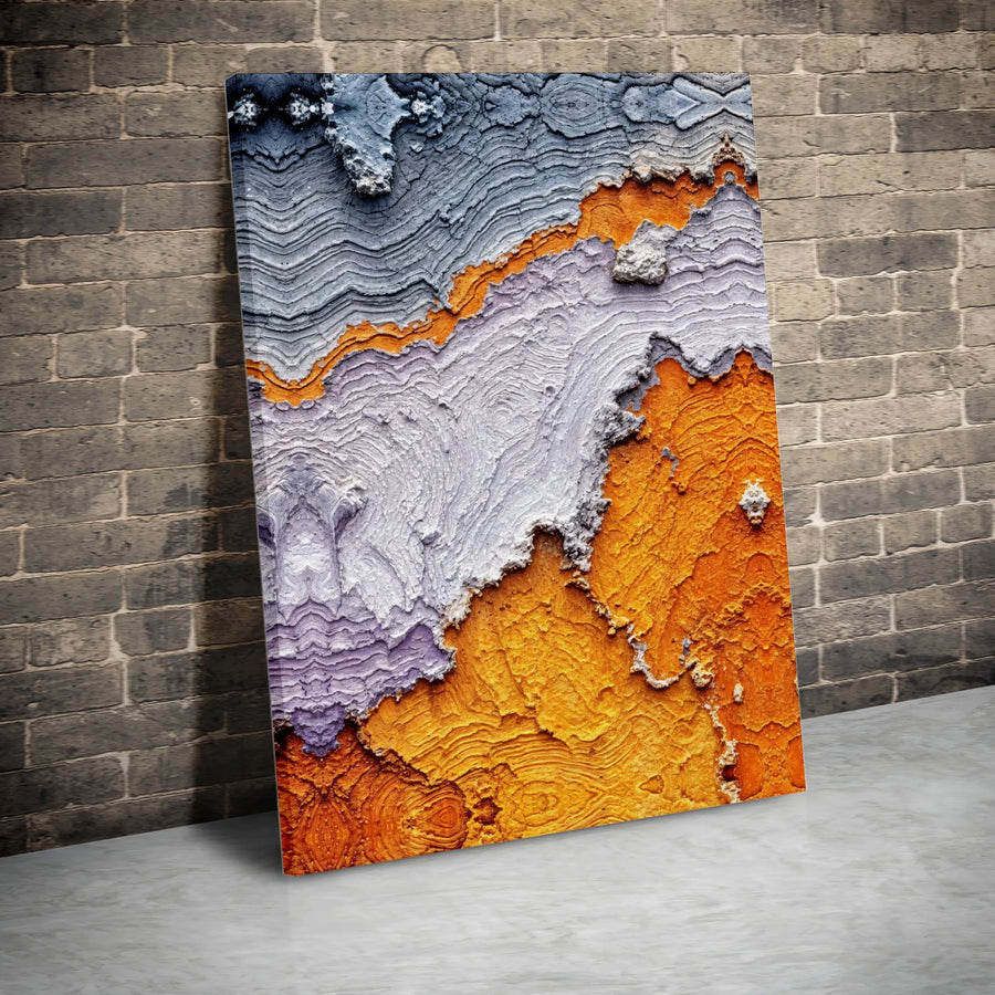Abstract Textured Canvas Print | Orange and Gray Geode Wall Art | Premium Gallery Wrapped Canvas | Modern Living Room Decor Gift