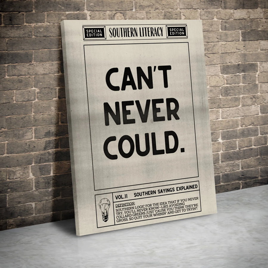 Can't Never Could Wall Art | Southern Sayings Dictionary Print | Premium 1.25" Gallery Canvas | Inspirational Home Decor Office Gift