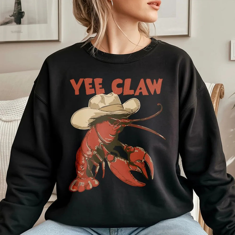 Yee Claw Sweatshirt | Funny Cowboy Crawfish Graphic | Premium Cotton Blend | Unique Southern Humor Gift for Men and Women