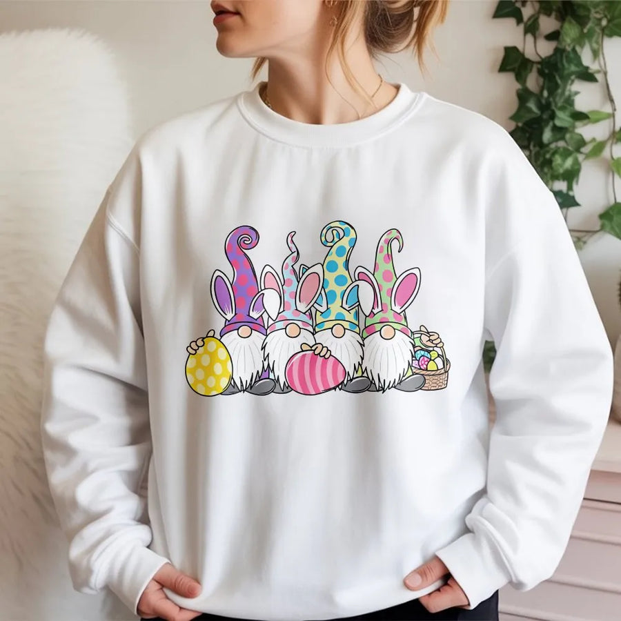 Easter Gnomes Sweatshirt | Cute Gnomes with Bunny Ears Design | Soft Cotton Tee | Spring Holiday Gift for Men and Women