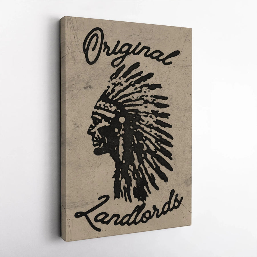 Original Landlords Vertical Canvas | Vintage Native American Art Print | Premium Thick Gallery Canvas | Indigenous Pride Home Decor Gift