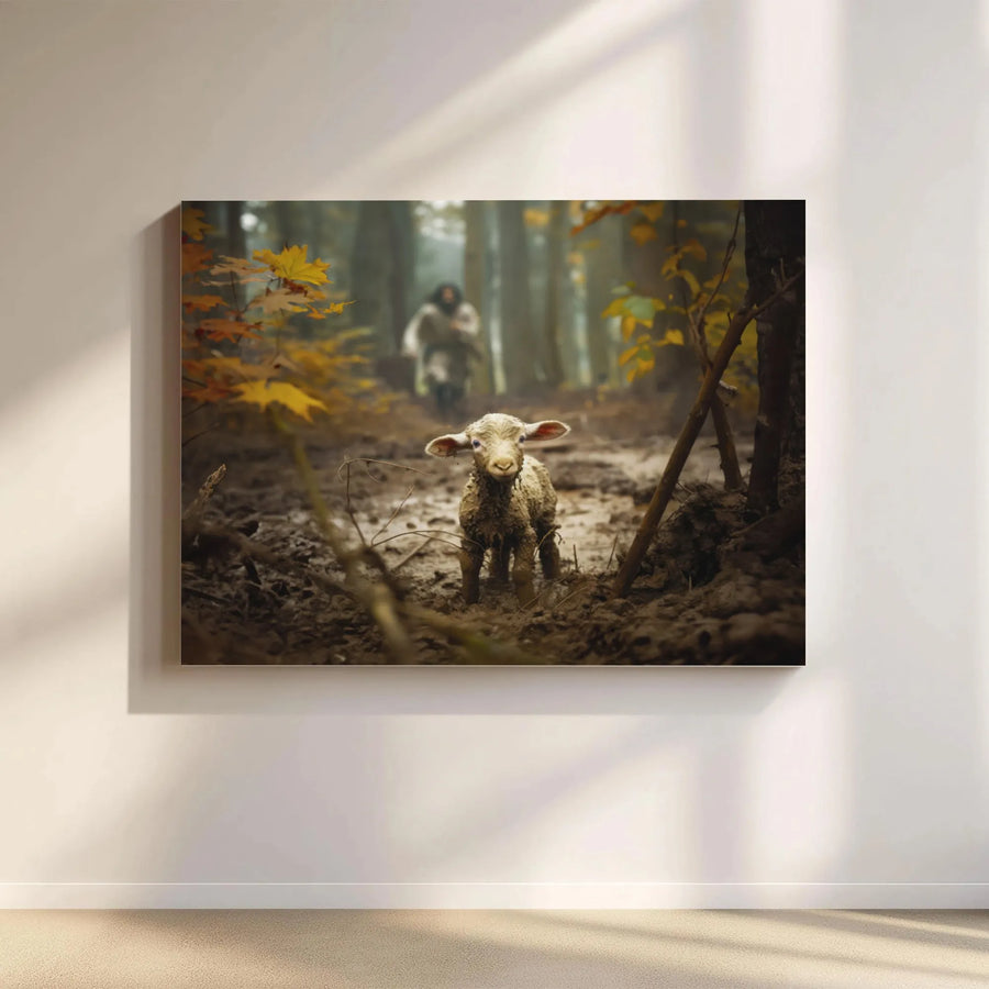 Good Shepherd Canvas Print | Jesus Rescuing Lost Lamb Art | 1.25" Gallery Wrap Wall Decor | Religious Home Decor Christian Gift