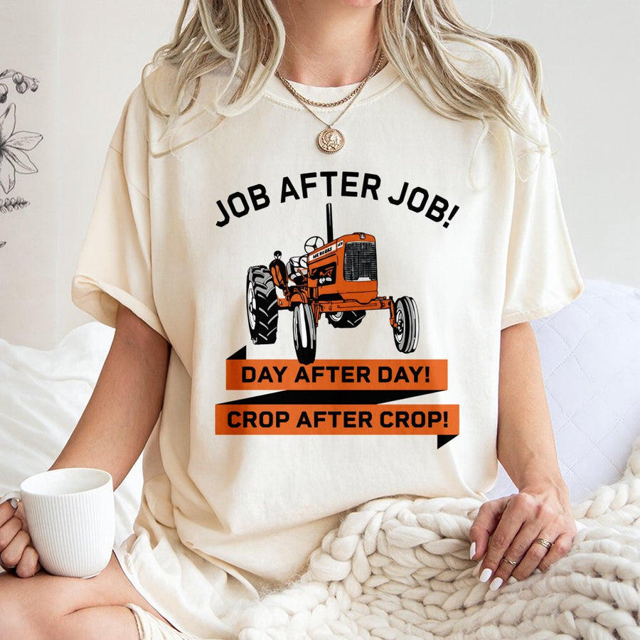 Vintage Tractor T-Shirt | Job After Job Farm Graphic | Premium 100% Cotton Tee | Gift for Farmers and Agriculture Enthusiasts