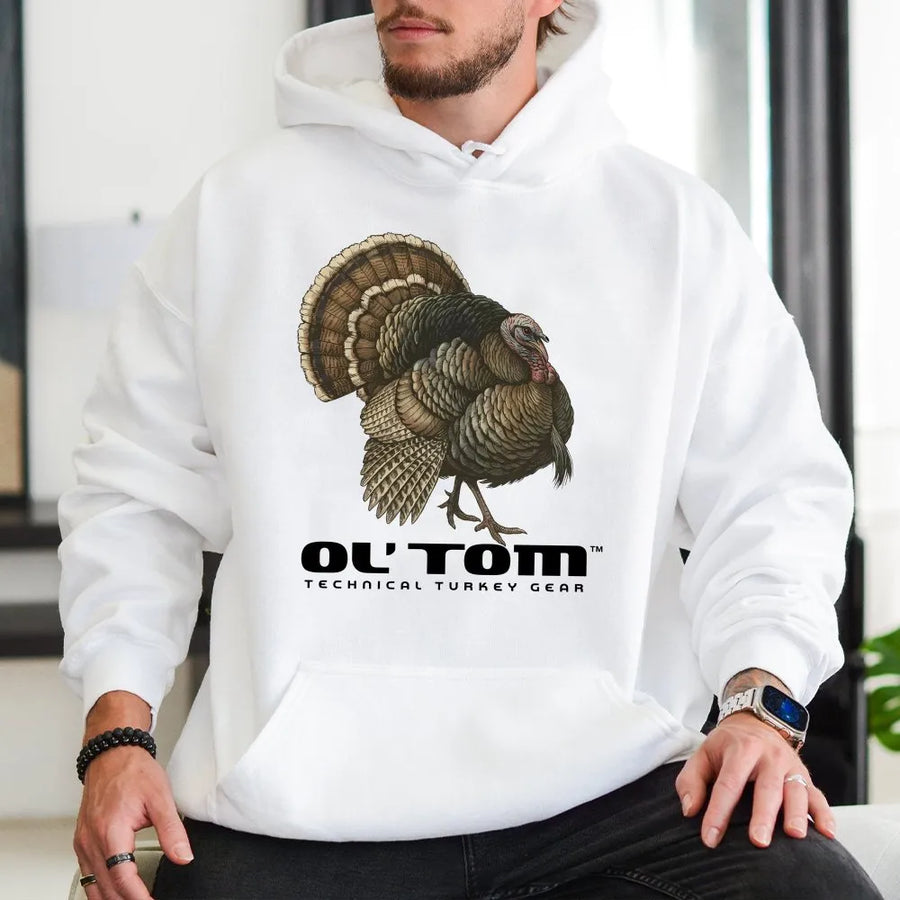 Wild Turkey Hunting Hoodie | Strutting Gobbler Graphic Back Print | Premium Cotton Blend | Gift For Outdoor Hunters And Wildlife Lovers
