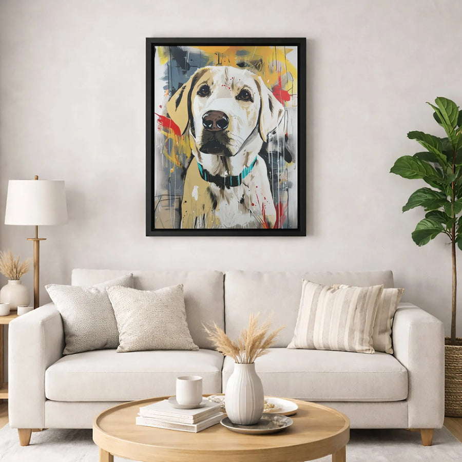 Yellow Labrador Retriever Wall Art | Abstract Graffiti Dog Portrait | Premium 1.25-Inch Gallery Canvas | Unique Pet Lover Gift