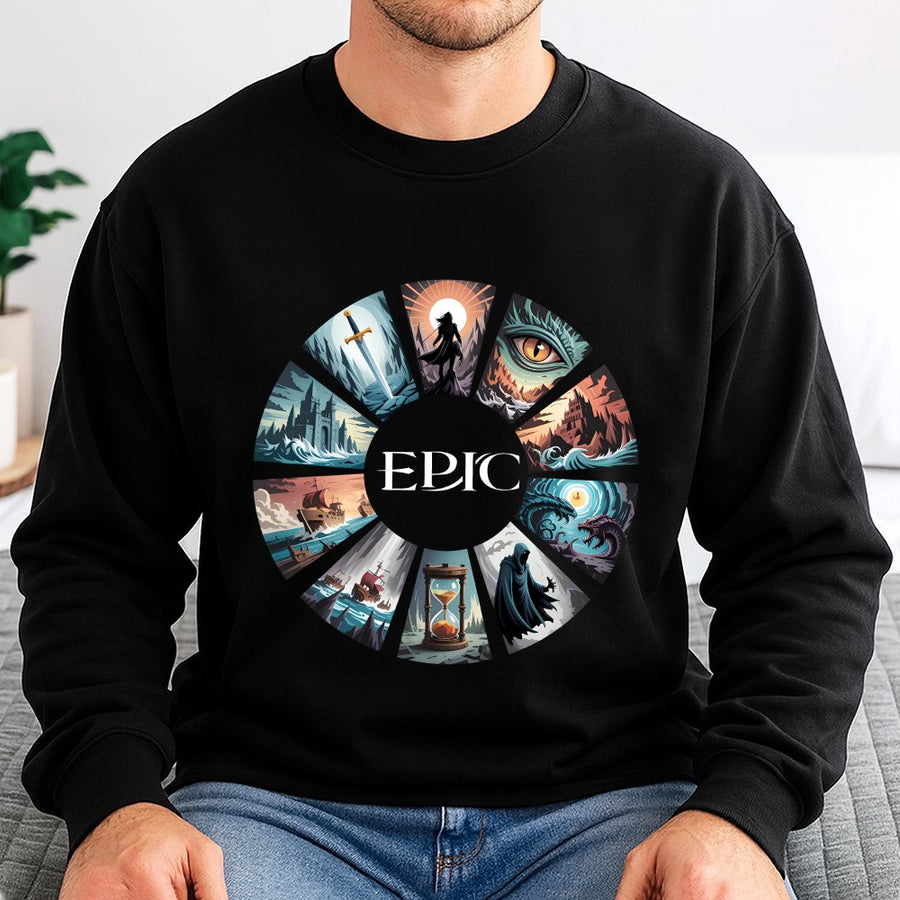 Epic Musical Fantasy Sweatshirt | Illustrated Adventure Theater Graphic | Cotton Blend Premium Crewneck | Gift For Broadway Musical Theater Lovers