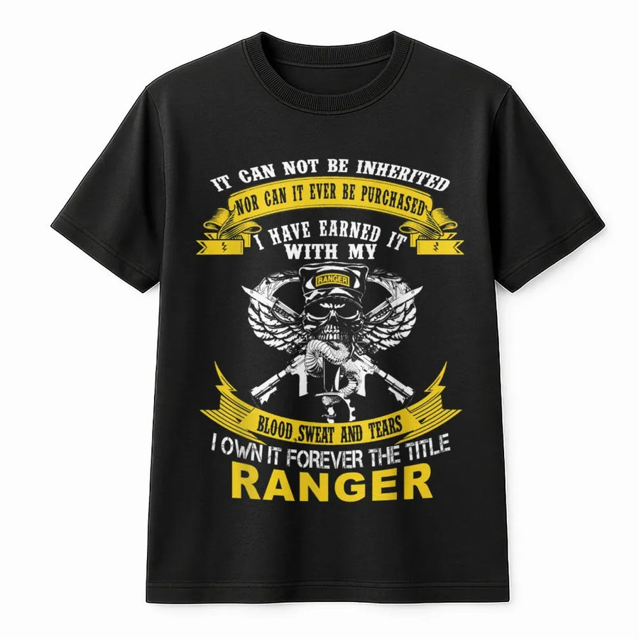 Army Ranger T-Shirt | Blood Sweat And Tears Military Quote | Premium Cotton Graphic Tee | Proud Veteran Gift For Men