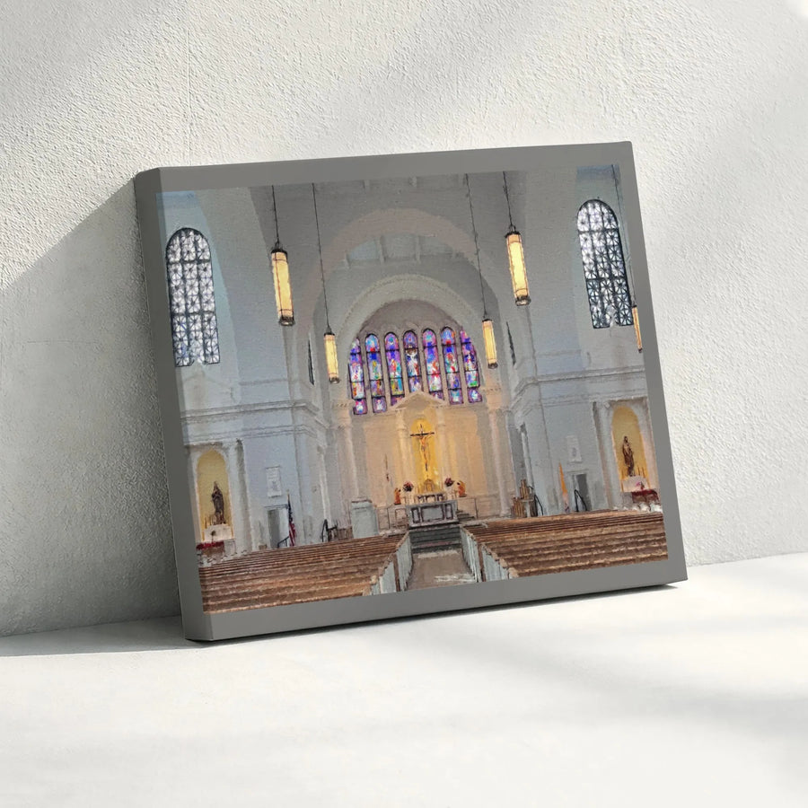 Church Interior Wall Art | Stained Glass Altar Canvas Print | 1.25 Inch Premium Gallery Profile | Religious Home Decor & Christian Gift