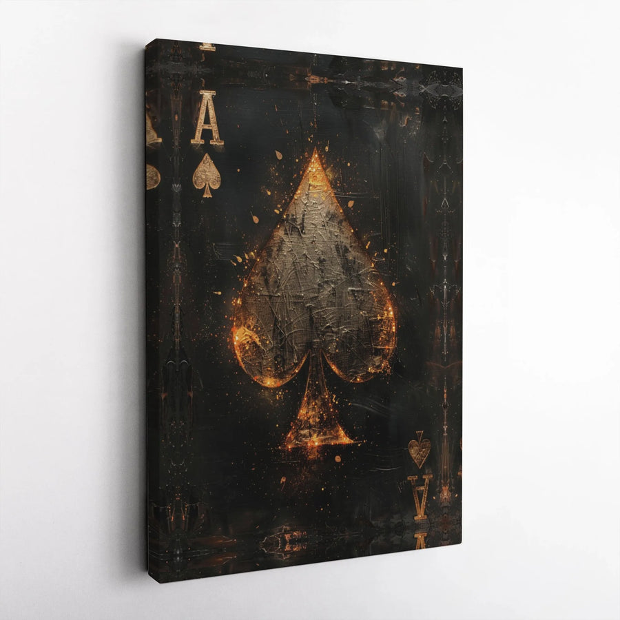 Ace of Spades Canvas Wall Art | Abstract Grunge Poker Artwork | Premium High-Resolution Print | Man Cave & Game Room Decor Gift
