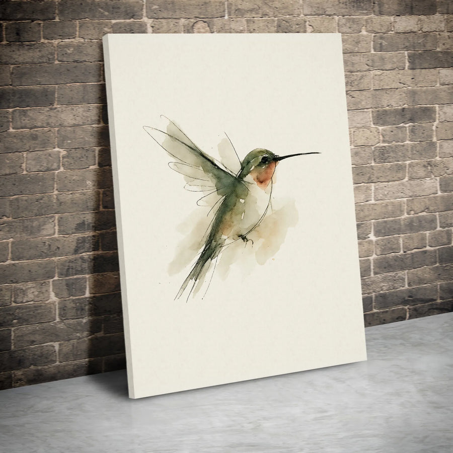 Hummingbird Wall Art Canvas | Watercolor Bird Sketch Print | Gallery-Quality 1.25-Inch Profile | Minimalist Home Decor Gift