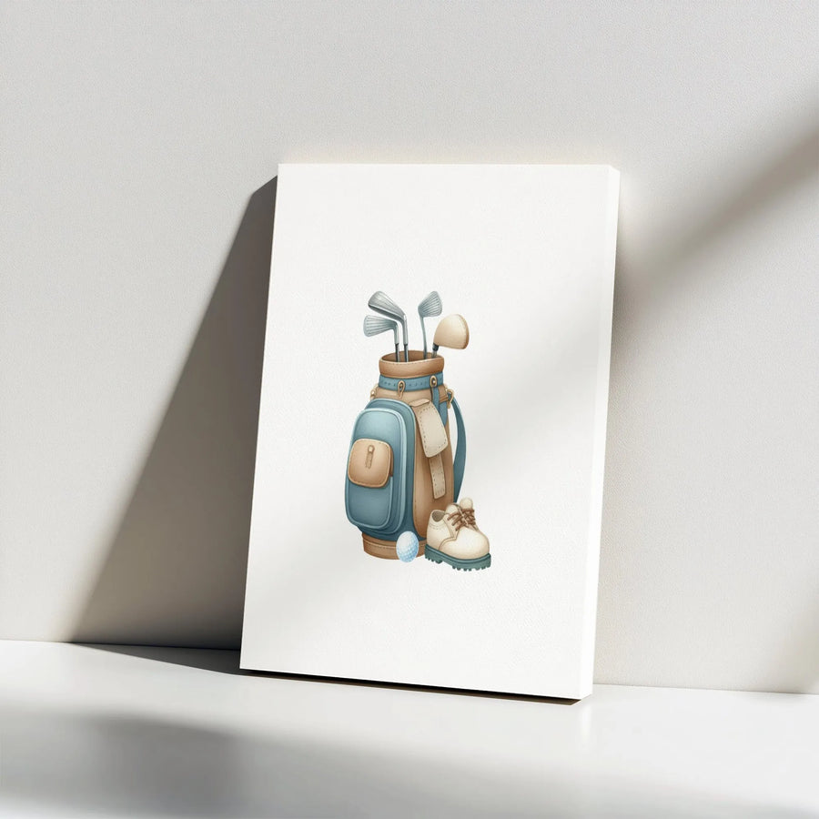 Golf Bag Canvas Wall Art | Watercolor Sporting Equipment Print | 1.25 Inch Gallery Wrap Premium Canvas | Perfect Gift for Golf Lovers & Office Decor