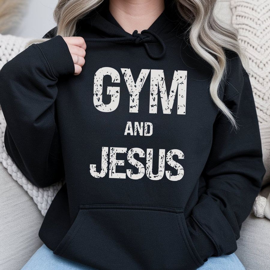 Gym and Jesus Hoodie | Christian Fitness Pump Cover | Premium Cotton Blend | Gift for Christian Bodybuilder Workout Apparel
