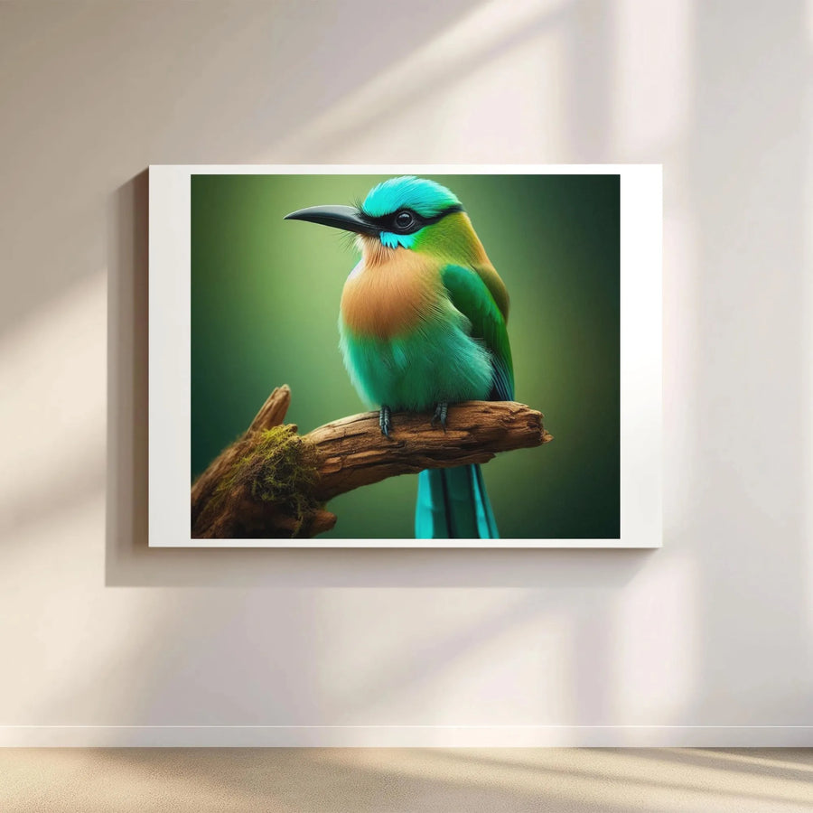 Turquoise Motmot Bird Canvas Print | Tropical Wildlife Gallery Wrap Wall Art | Premium Fade-Resistant Decor | Gift for Bird Lovers