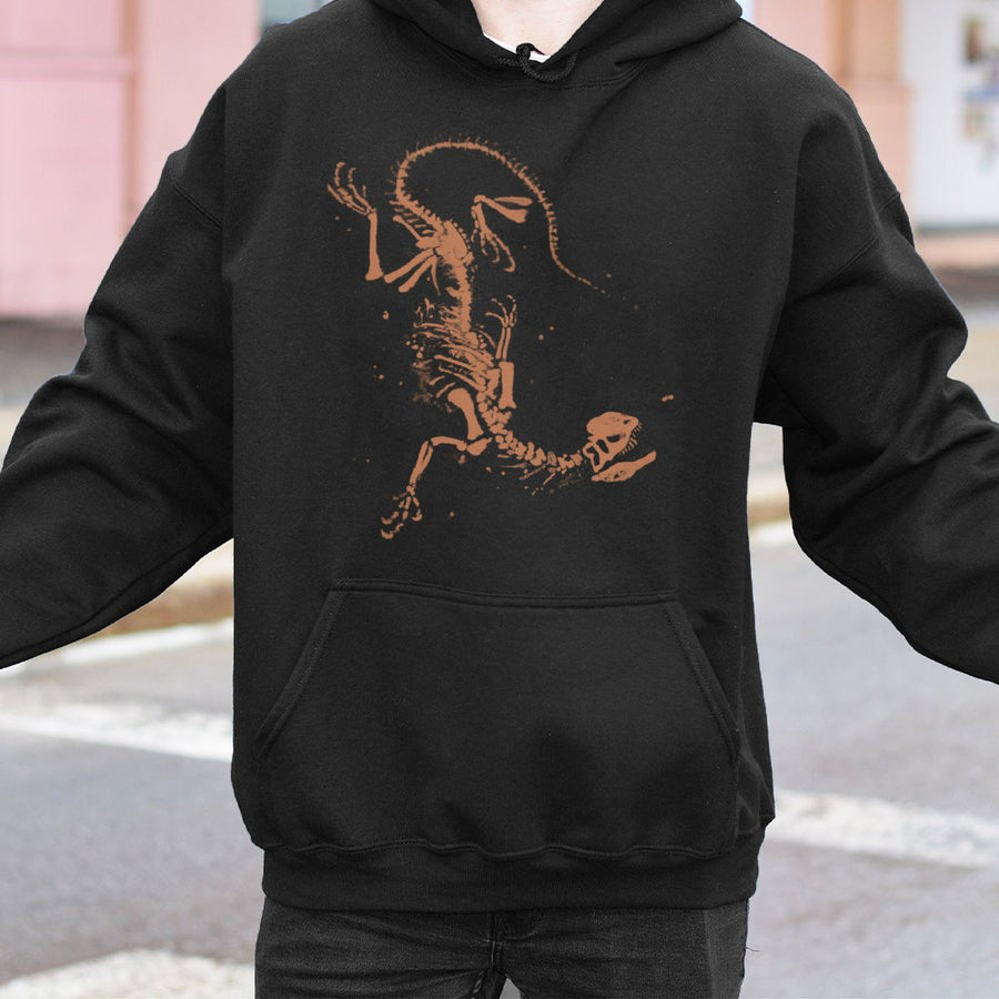 Dinosaur Fossil Hoodie | Aesthetic Paleontology Graphic | Premium Cotton Blend Pullover | Dark Academia Gift for Dinosaur Lovers