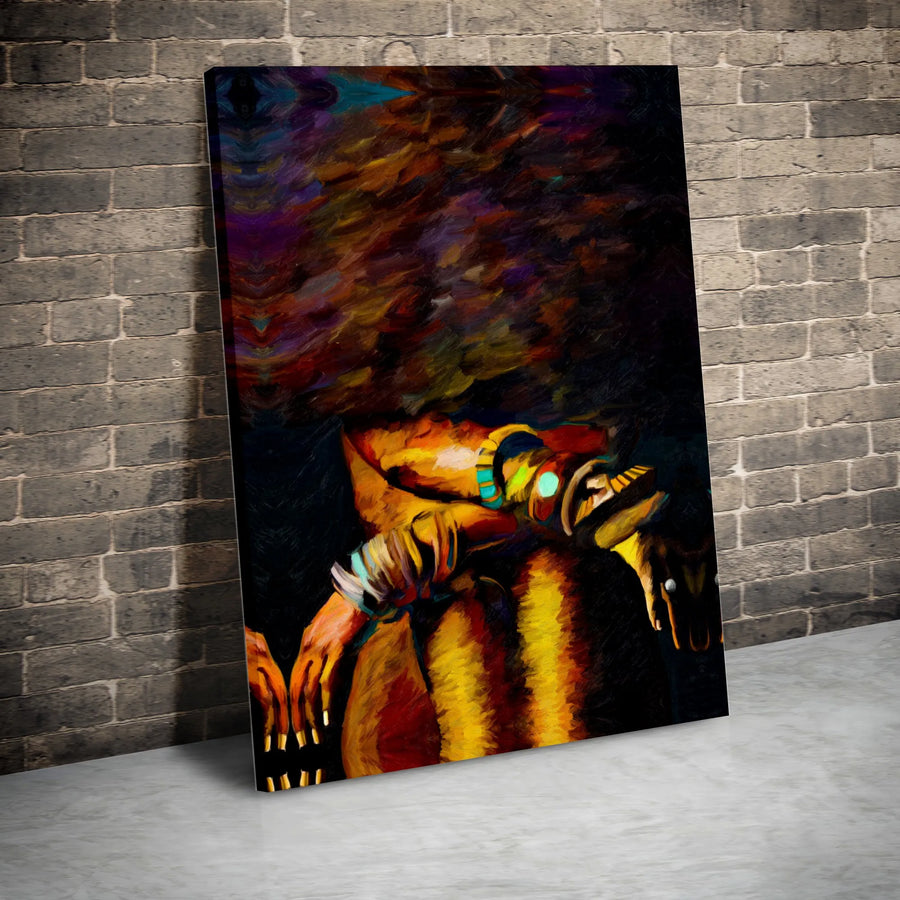 African Tribal Art Wall Canvas | Abstract Deity Figure Portrait | Premium Gallery-Wrapped Print | Modern Ethnic Home Decor Gift