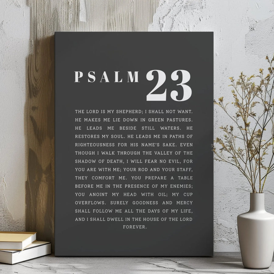 Psalm 23 Canvas Wall Art | Minimalist Scripture Print | Premium Gallery Wrap Decor | Christian Home Gift for Believers