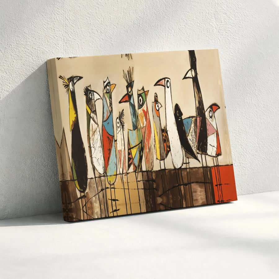 Abstract Bird Wall Art | Mid-Century Modern Stylized Bird Canvas | Premium Gallery Wrapped Print | Unique Home Decor Gift for Bird Lovers