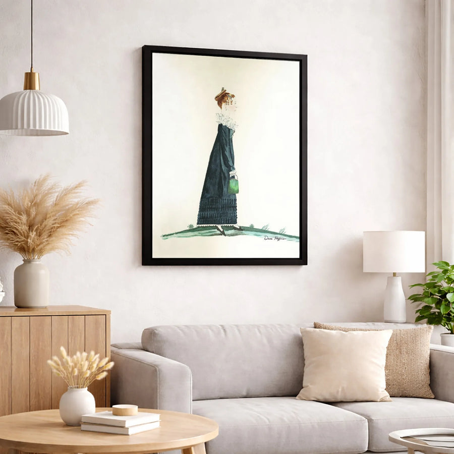 Vintage Fashion Illustration Wall Art | Elegant Victorian Lady Portrait | Premium Gallery Wrapped Canvas | Historical Aesthetic Home Decor Gift