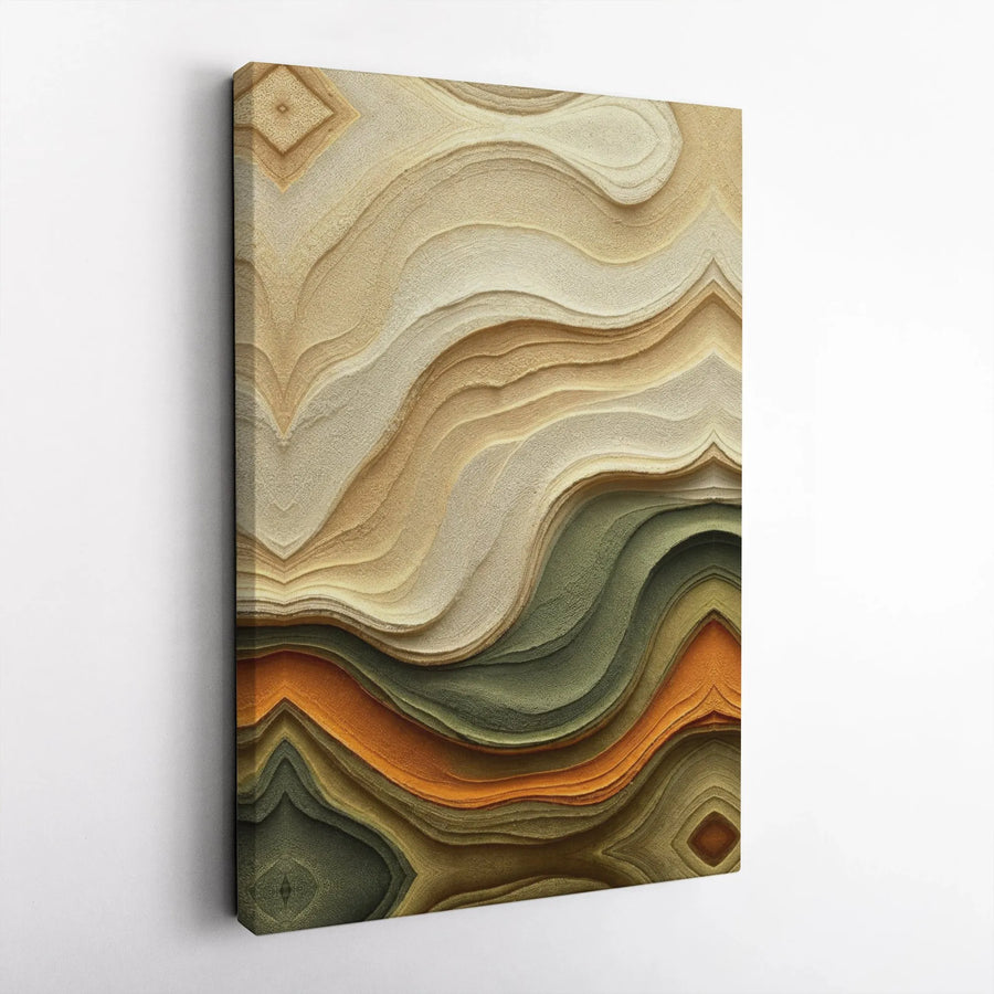 Abstract Earth Tone Canvas Print | Wavy Sandstone Layered Art | Premium 1.25 Inch Gallery Wrap | Modern Neutral Home Decor Wall Art