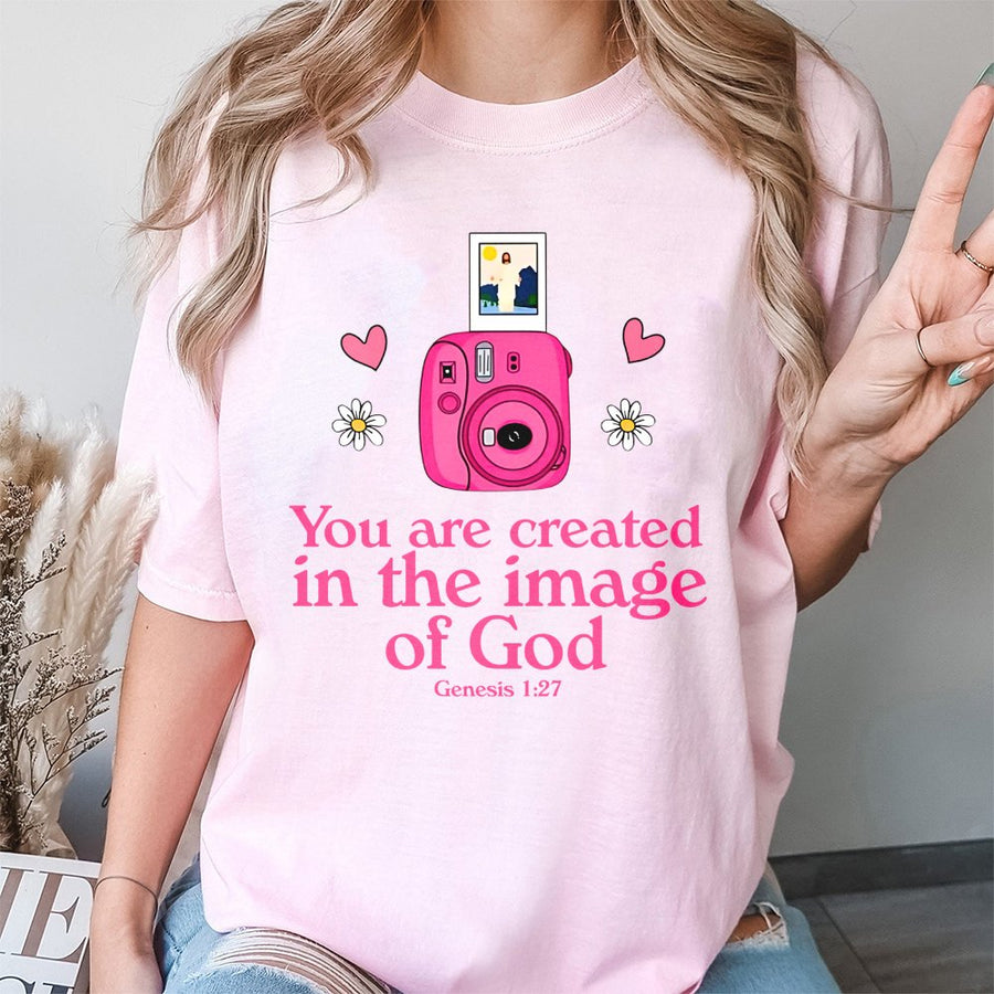 Created In The Image Of God T-Shirt | Genesis 1:27 Bible Verse Graphic | Premium 100% Cotton | Christian Gift For Women And Men