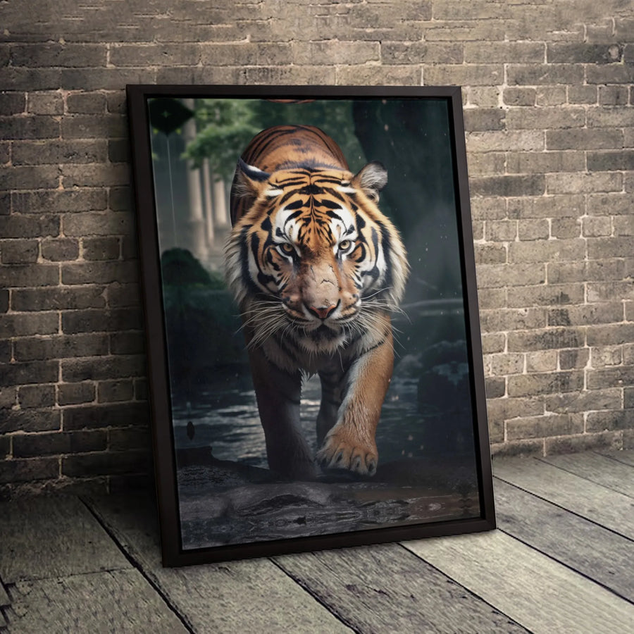 Tiger Canvas Wall Art | Fierce Jungle Predator Portrait | Premium 1.25" Gallery Wrap | Wildlife Home Office Decor Gift