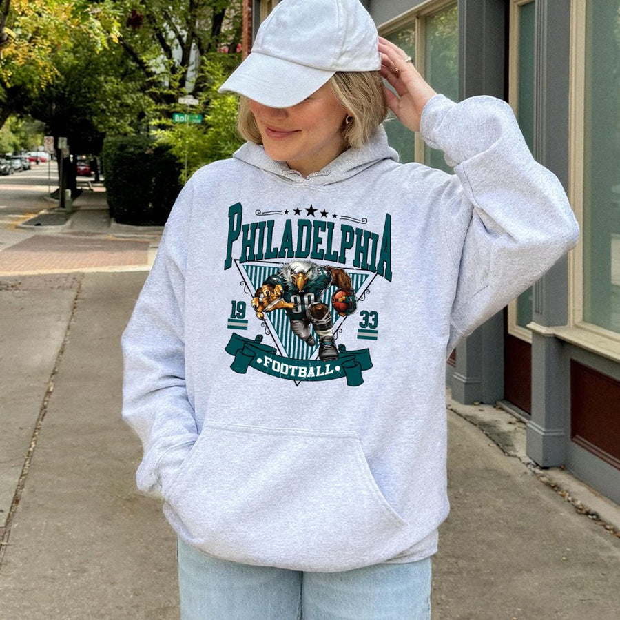 Philadelphia 1933 Football With Eagles Mascot Hoodie