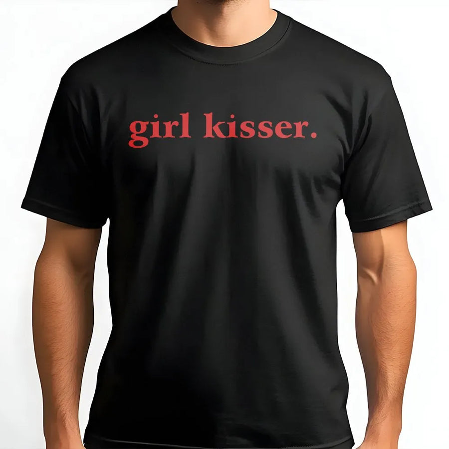 Girl Kisser T-Shirt | Trendy Y2K Minimalist Text | Soft Cotton Blend Sweatshirt | LGBTQ Pride Gift for Lesbian, WLW