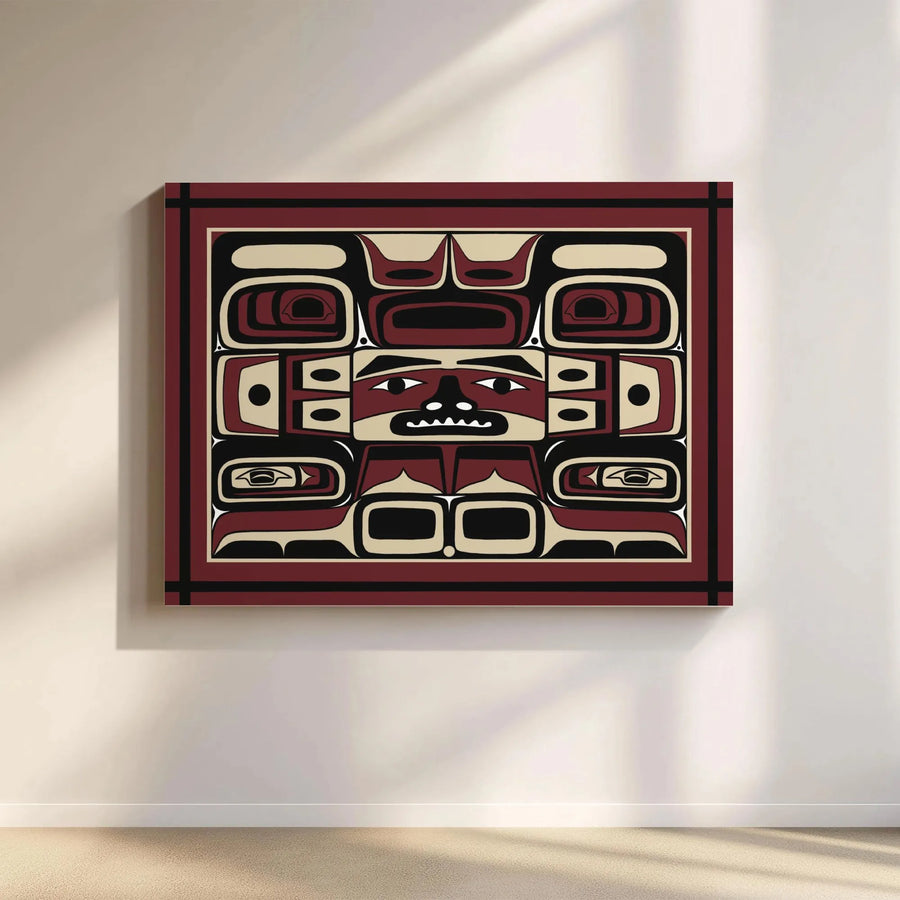 Pacific Northwest Indigenous Art Canvas | Traditional Formline Totem Design | Premium Gallery Wrapped Decor | Gift for Art Collectors