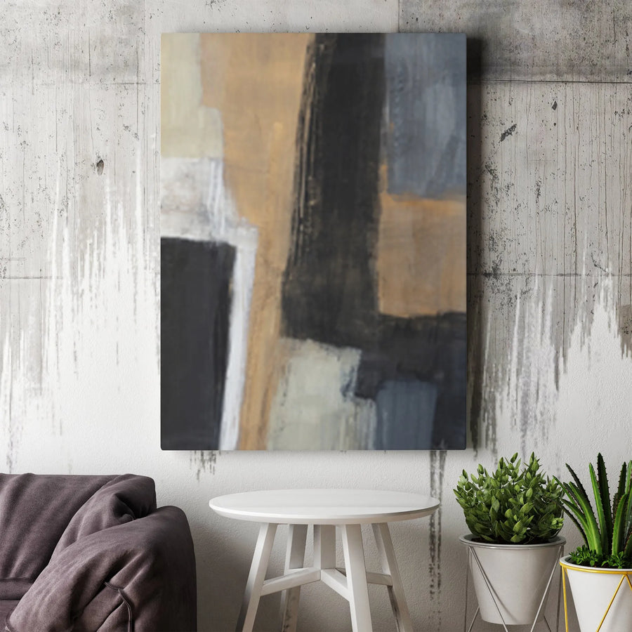 Abstract Canvas Wall Art | Modern Geometric Color Block Print | Premium Gallery Wrapped 1.25" Thick Canvas | Industrial Living Room & Office Decor