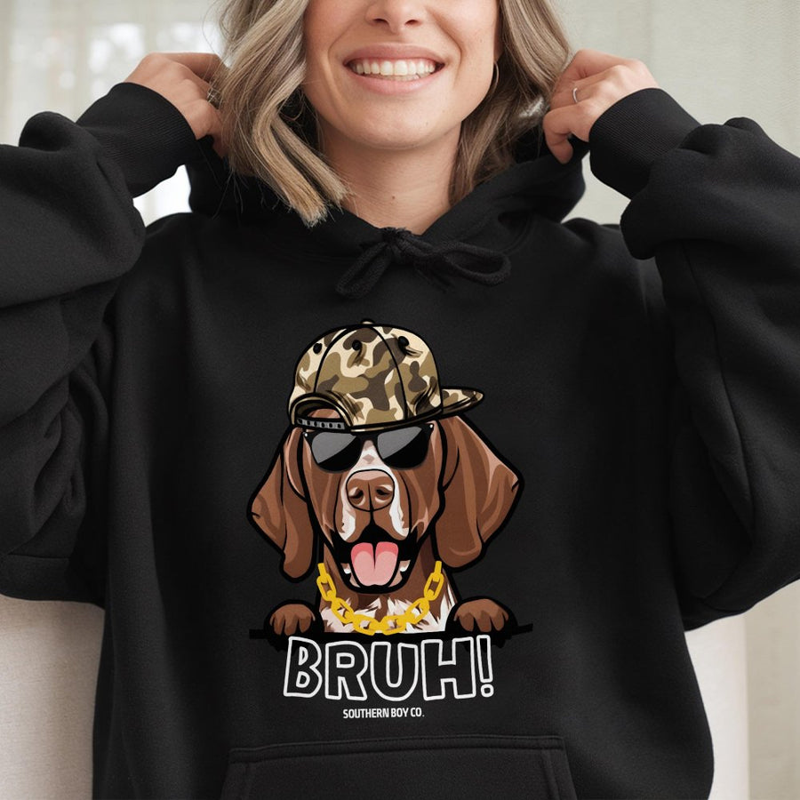 GSP Dog Hoodie | Funny Bruh German Shorthaired Pointer Graphic | Premium Cotton Blend | Gift for Dog Lovers and Country Boys