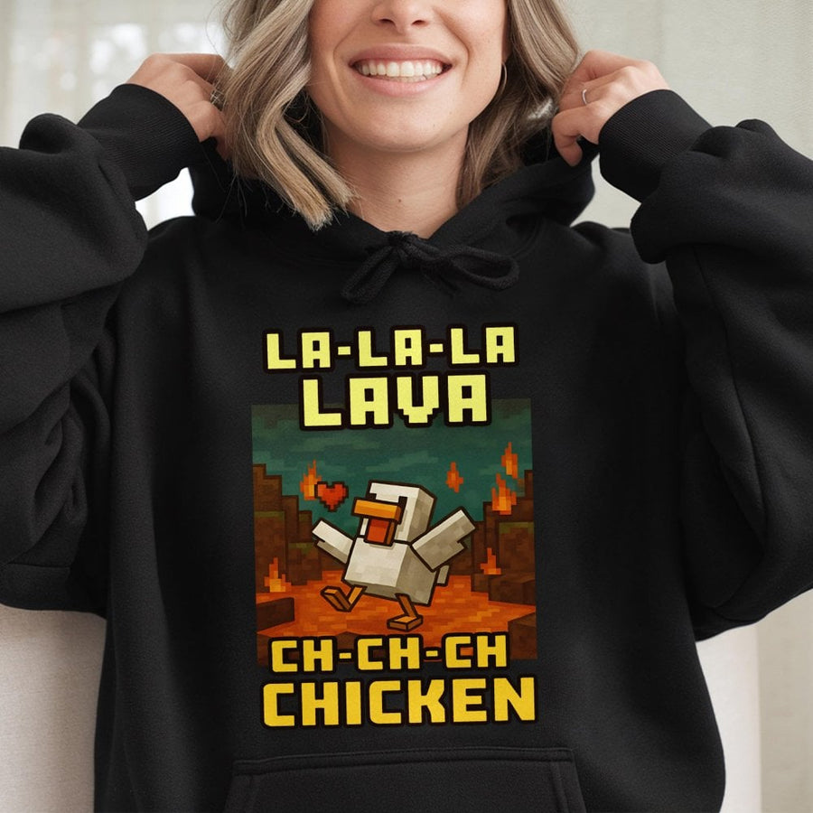 Lava Chicken Gamer Hoodie | Pixel Art Video Game Aesthetic | Premium Cotton-Blend Pullover | Funny Gaming Gift for Men Women Kids