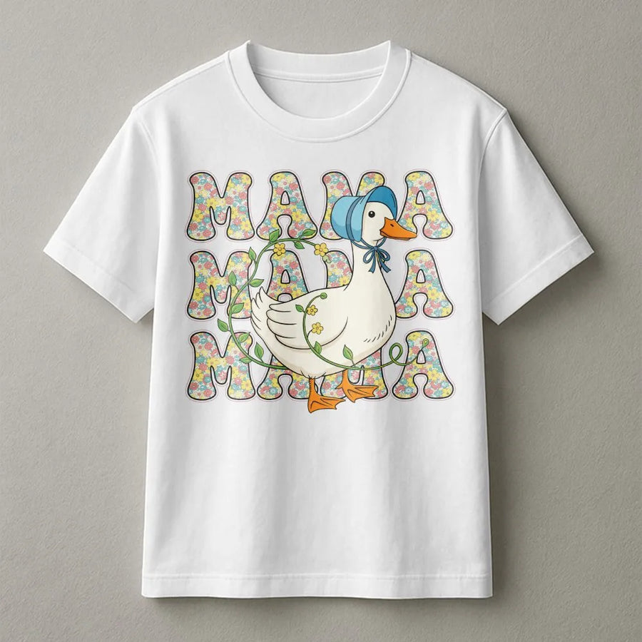 Floral Mama Goose T-Shirt | Retro Botanical Duck Design | Premium 100% Cotton Tee | Perfect Mother's Day 2026 Gift for Mom