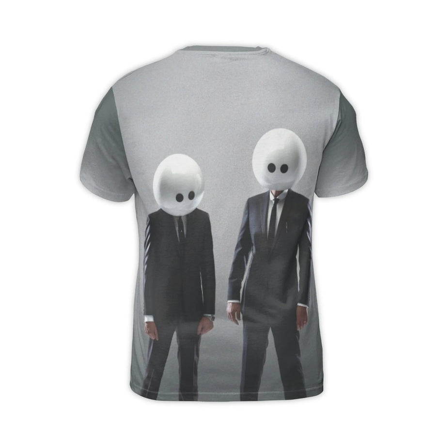 Surrealist Graphic Tee | Sphere Head Men in Suits Design | Premium Jersey Fabric | Unique Gift for Abstract Art Lover