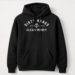 Dirty Hands Clean Money Hoodie | Mechanic Workwear Graphic Print | Premium Cotton-Blend Fleece | Gift for Blue Collar Worker