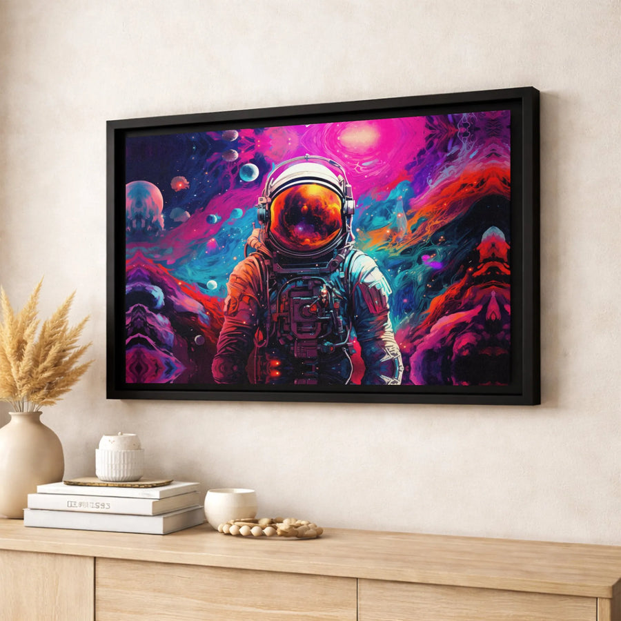 Astronaut Wall Art | Psychedelic Galaxy Space Canvas Print | Premium Fade-Resistant Gallery Wrap | Modern Home Decor Gift