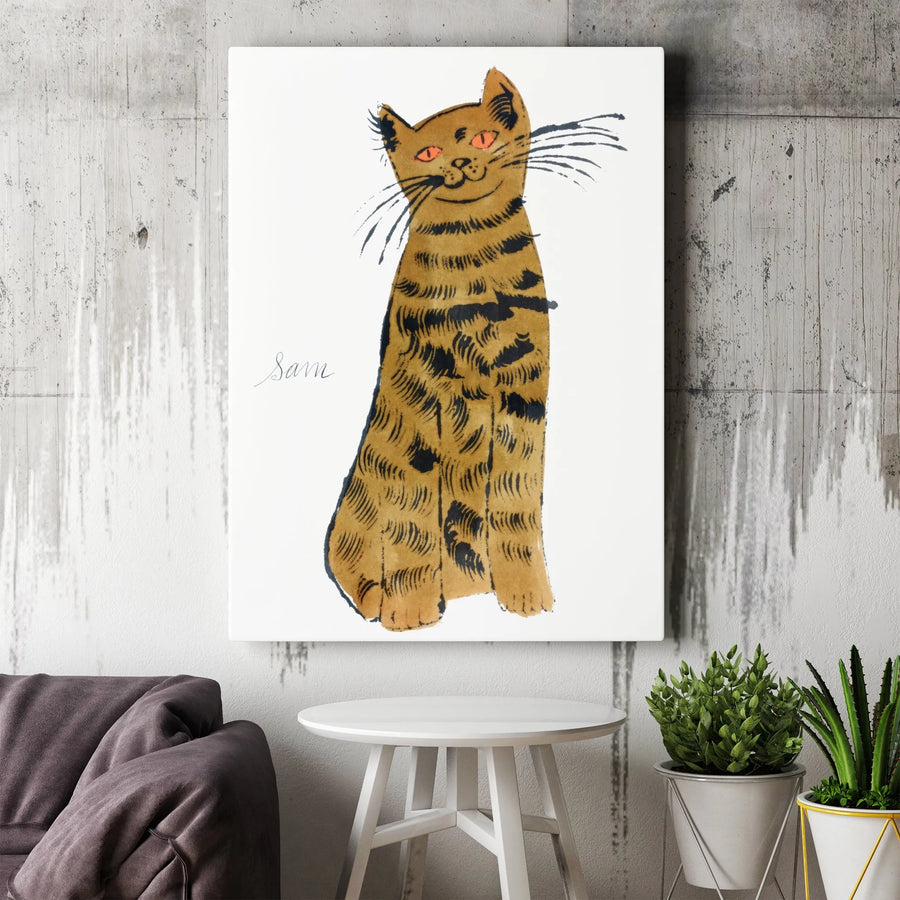 Orange Tabby Cat Wall Art | Mid-Century Modern Illustration | Premium Gallery Wrapped Canvas | Whimsical Pet Lover Gift Decor