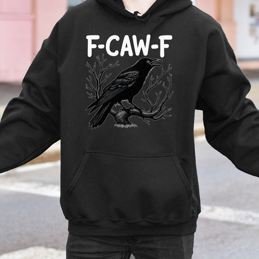 F-Caw-F Raven Hoodie | Gothic Crow Graphic Art | Soft Cotton Blend Pullover | Funny Bird Lover Gift for Men & Women